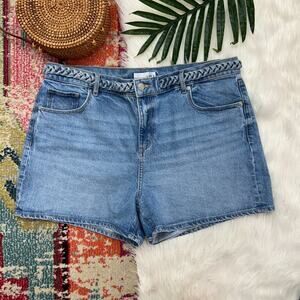 LOFT Blue Braided The Cut Off Short Jean Short Denim 32/14